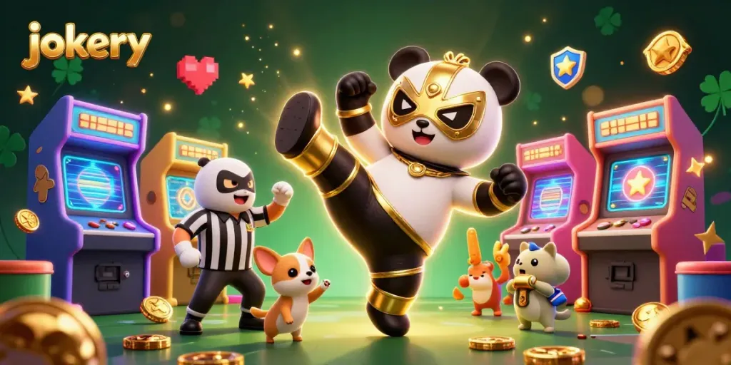 Watch jokery's thrilling 3D casino scene with panda wrestler, chihuahua referee, and excited animals.