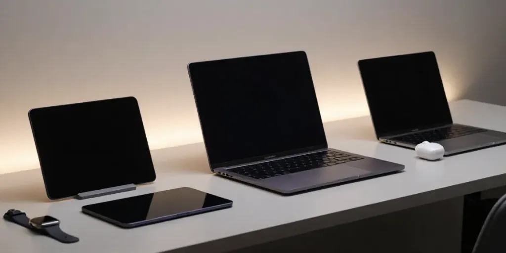 Aktuelle Gadget-Nachrichten auf einem modernen Arbeitsplatz mit verschiedenen technischen Geräten.