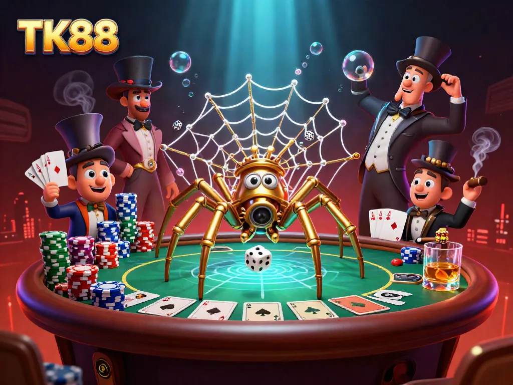 Experience unparalleled excitement at TK88 with a steampunk-themed casino illustration showcasing engaging playful characters.