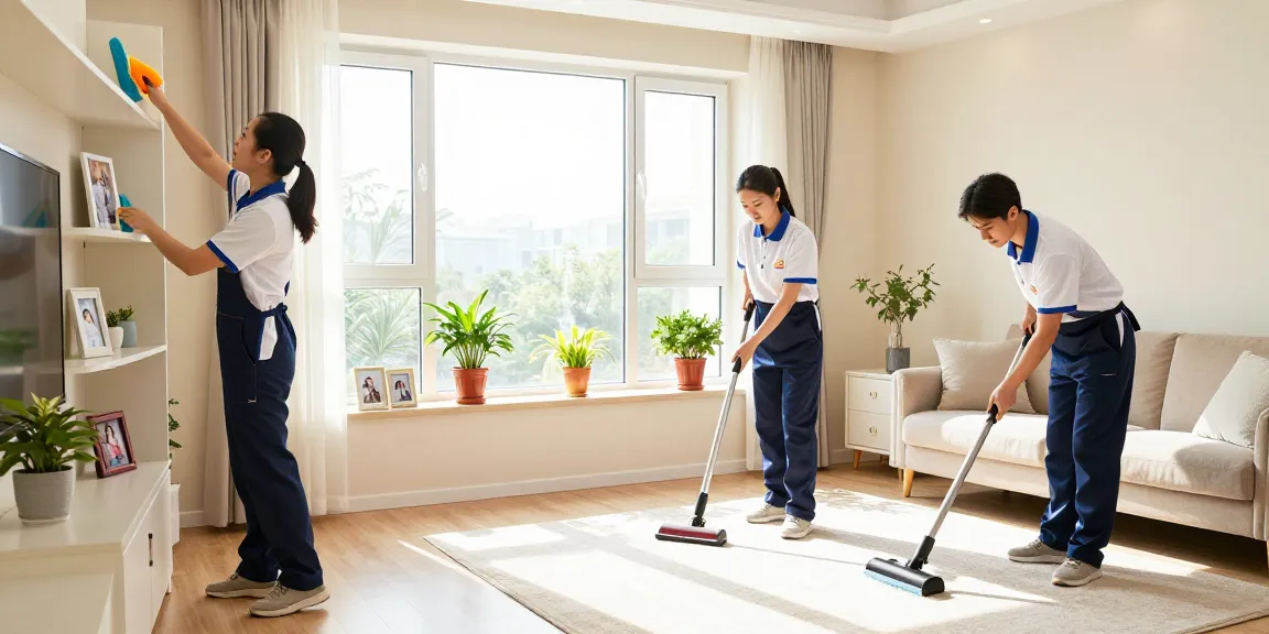 Professional cleaning crew in a spotless home by reinigungsfirma bern, showcasing effective cleaning techniques.