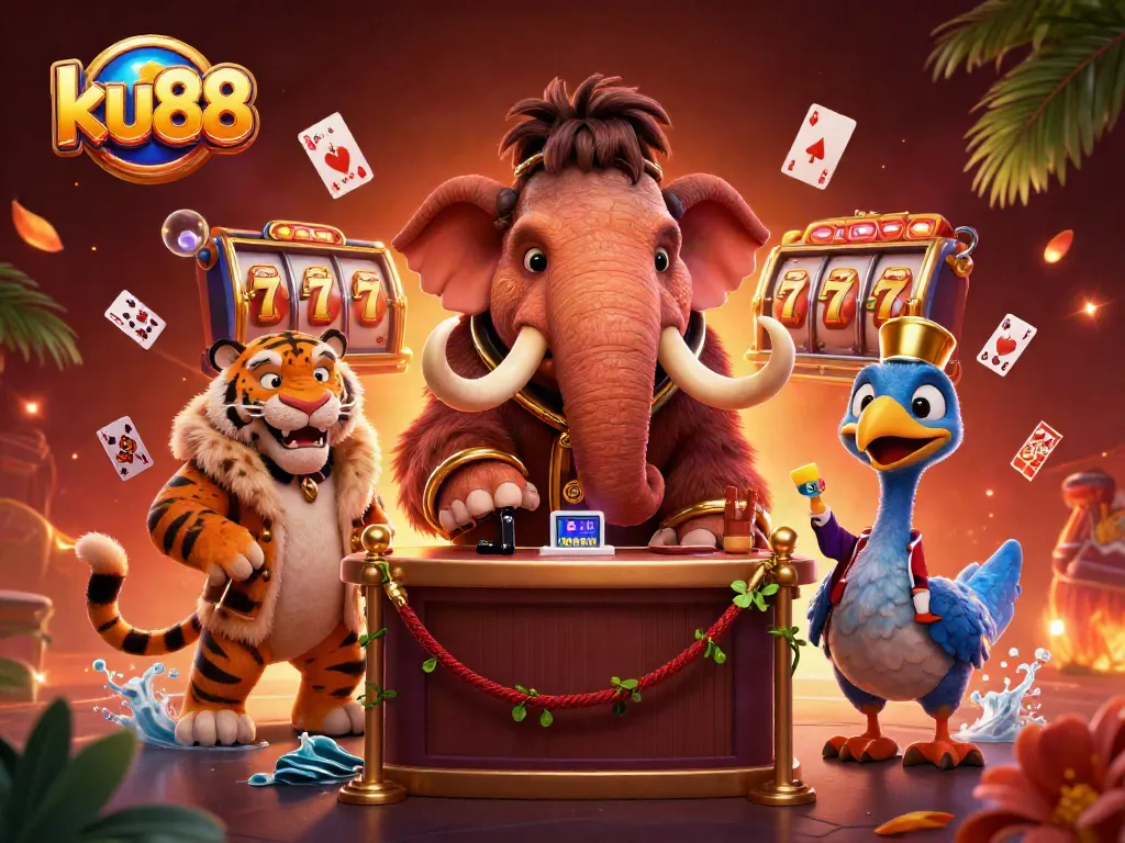 Experience the vibrant world of ku88, where a mammoth bouncer checks IDs at the lively casino entrance.
