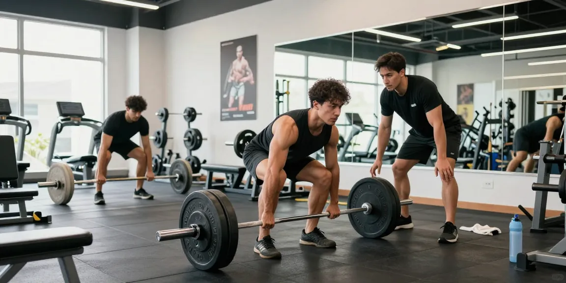 Anabolika Shop: Bodybuilder beim Krafttraining im Fitnessstudio mit Gewichten.