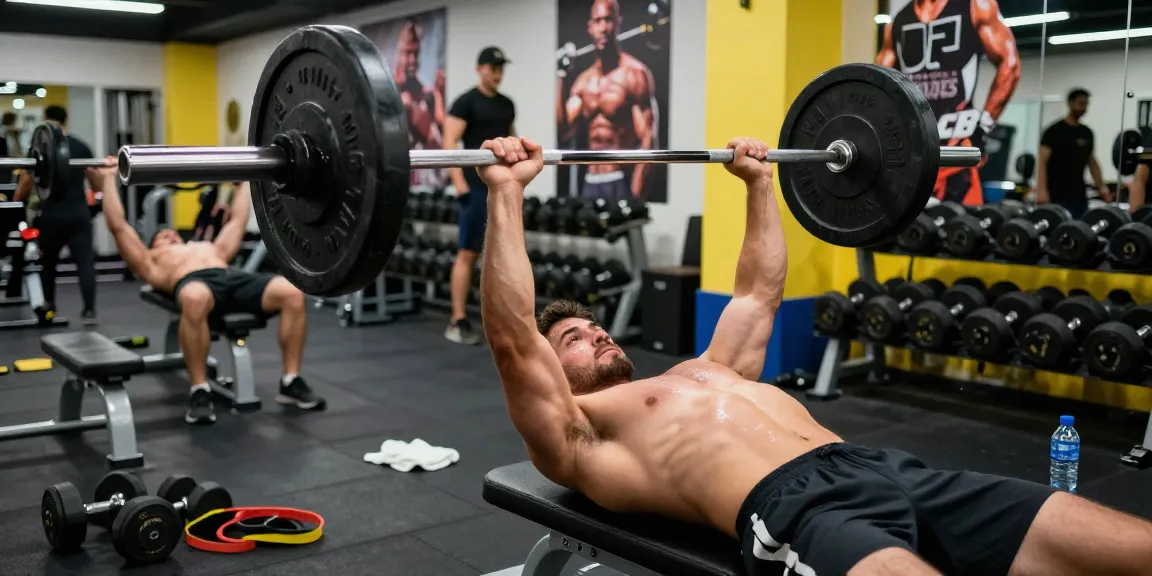 Powerful bodybuilder lifting weights in Anabolika Shop-inspired gym, showcasing strength and dedication.