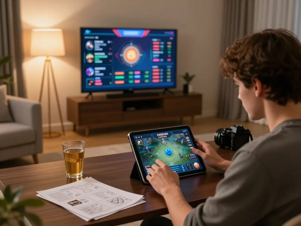 Engaging in game go8 online gaming with strategy notes and ambient lighting