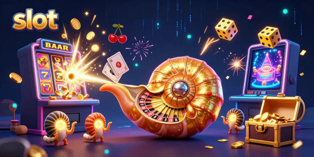 Engage with the slot gaming world through vibrant 3D characters, roulette wheels, and jackpot excitement.