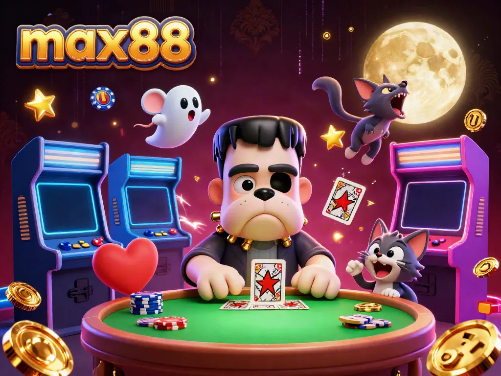Experience thrilling online gaming at max88 with unique characters and vibrant casino elements.