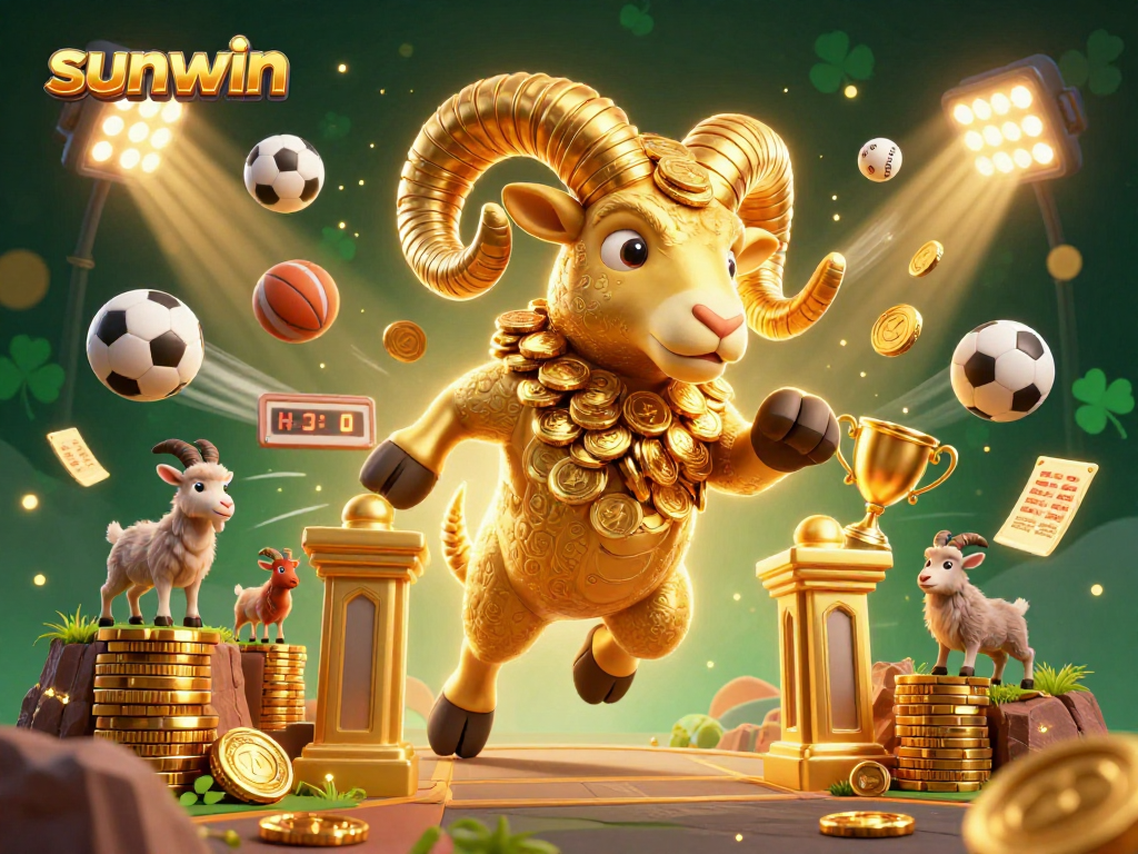 Experience thrilling wins with sunwin in this vibrant sports betting scene featuring dynamic golden ram.