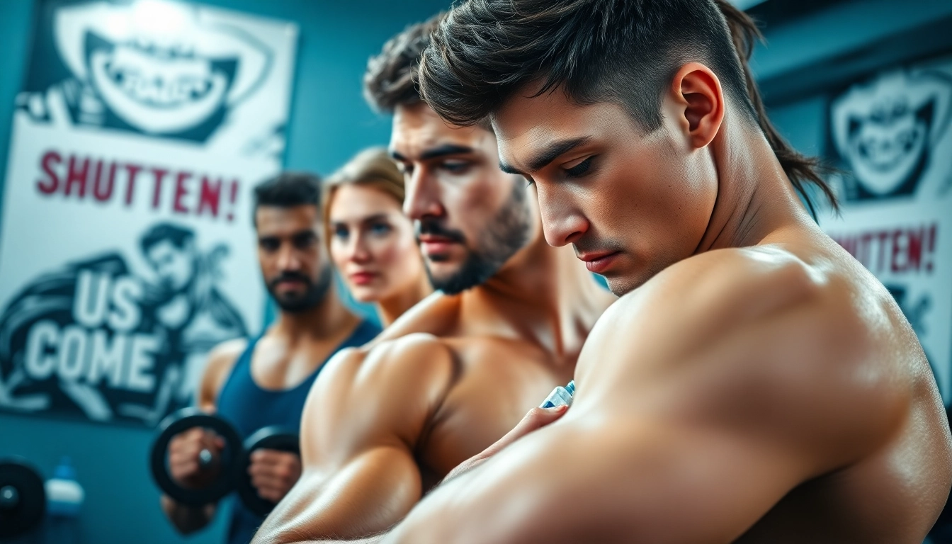 Proviron kaufen: Athletes training hard in a gym, symbolizing strength and dedication.