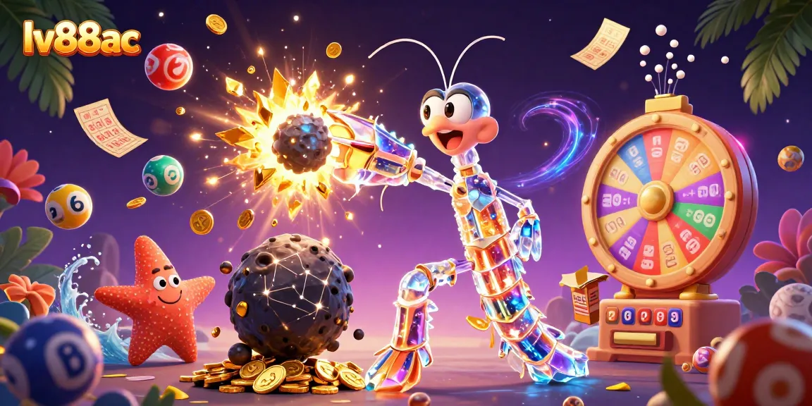 Experience exciting gaming at lv88ac with vibrant lottery and casino elements in a thrilling 3D illustration.
