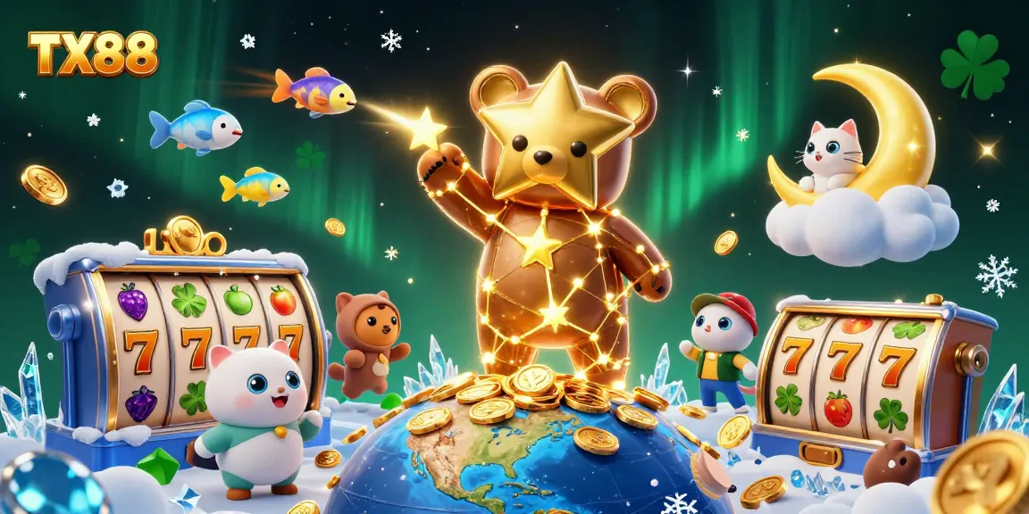 Experience the excitement of TX88 with golden coins and dynamic slot reels in a vibrant 3D casino scene.